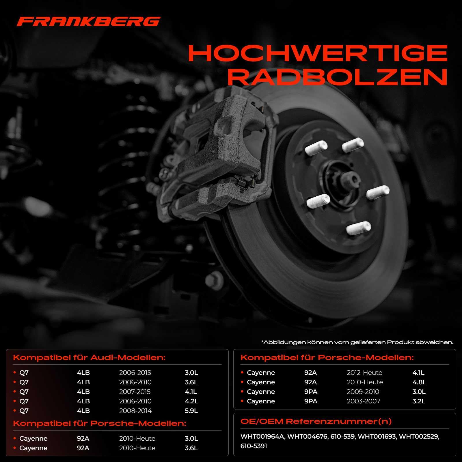 Frankberg 20x Radbolzen Radschraube M14x1.5 2002-Hetue | Kompatibel mit T.o.u.a.r.e.g 7P5 7P6, C.a.y.e.n.n.e 92A, C.a.y.e.n.n.e 9PA, Q7 4LB