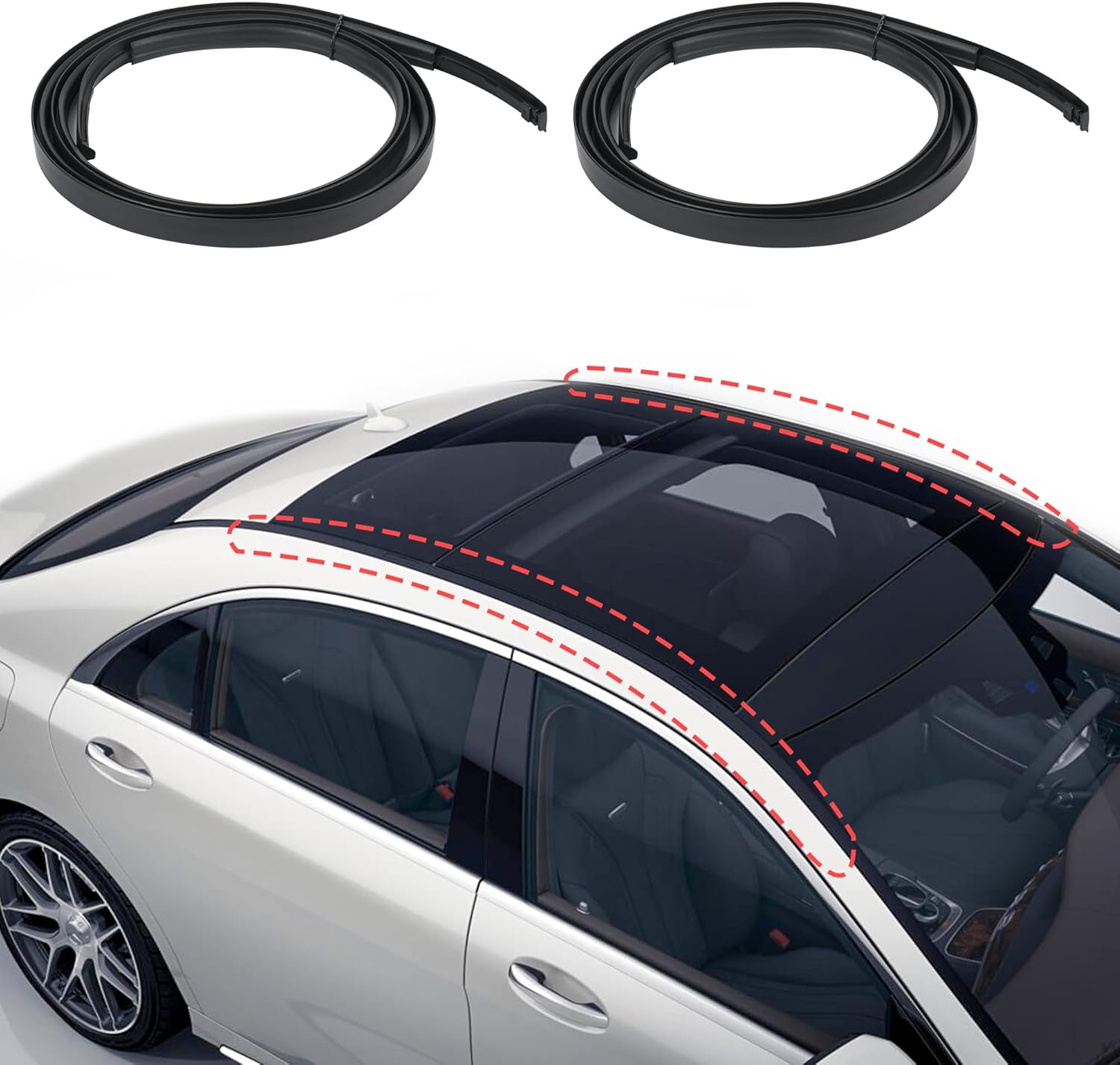2PCS Left and Right Side Molding Side Drip Roof Trim Molding Compatible for Toyota Yaris for Sedan 2007-2011, Roof Drip Molding Strips Weatherstrip, Replace 7555152160 7555252140