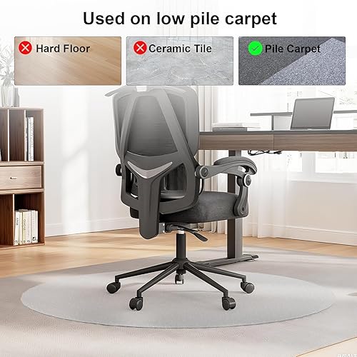 Miniatura 3 de Tapete resistente para silla de oficina de 36 x 36 pulgadas, material de cloruro de polivinilo para suelo alfombrado, protector de alfombra
