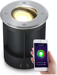lambado® LED Bodenstrahler für Aussen mit RGB Farbwechsel dimmbar - Alexa & Google Home steuerbar per App - Bodenleuchte/Bodeneinbaustrahler IP67 aus Edelstahl - Befahrbar & Wasserdicht