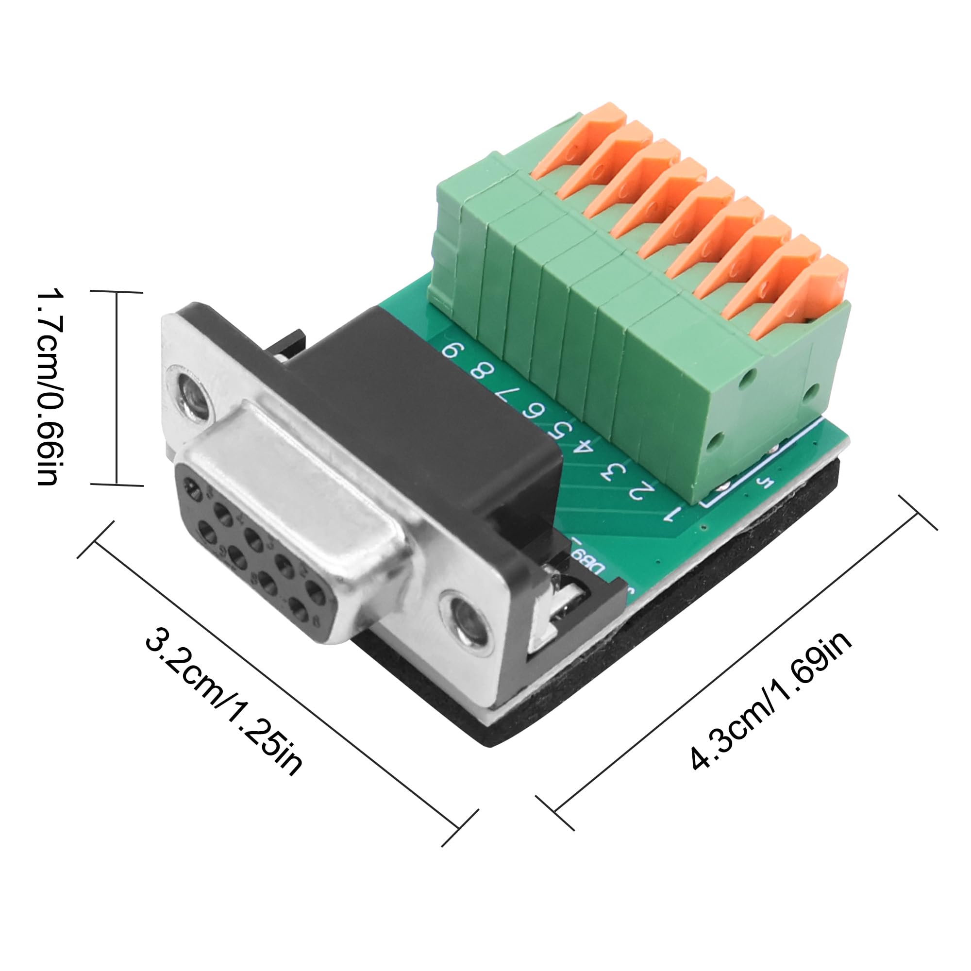 Adaptateur DB9 sans soudure RS232 D-SUB femelle vers connecteur à ressort 9 broches