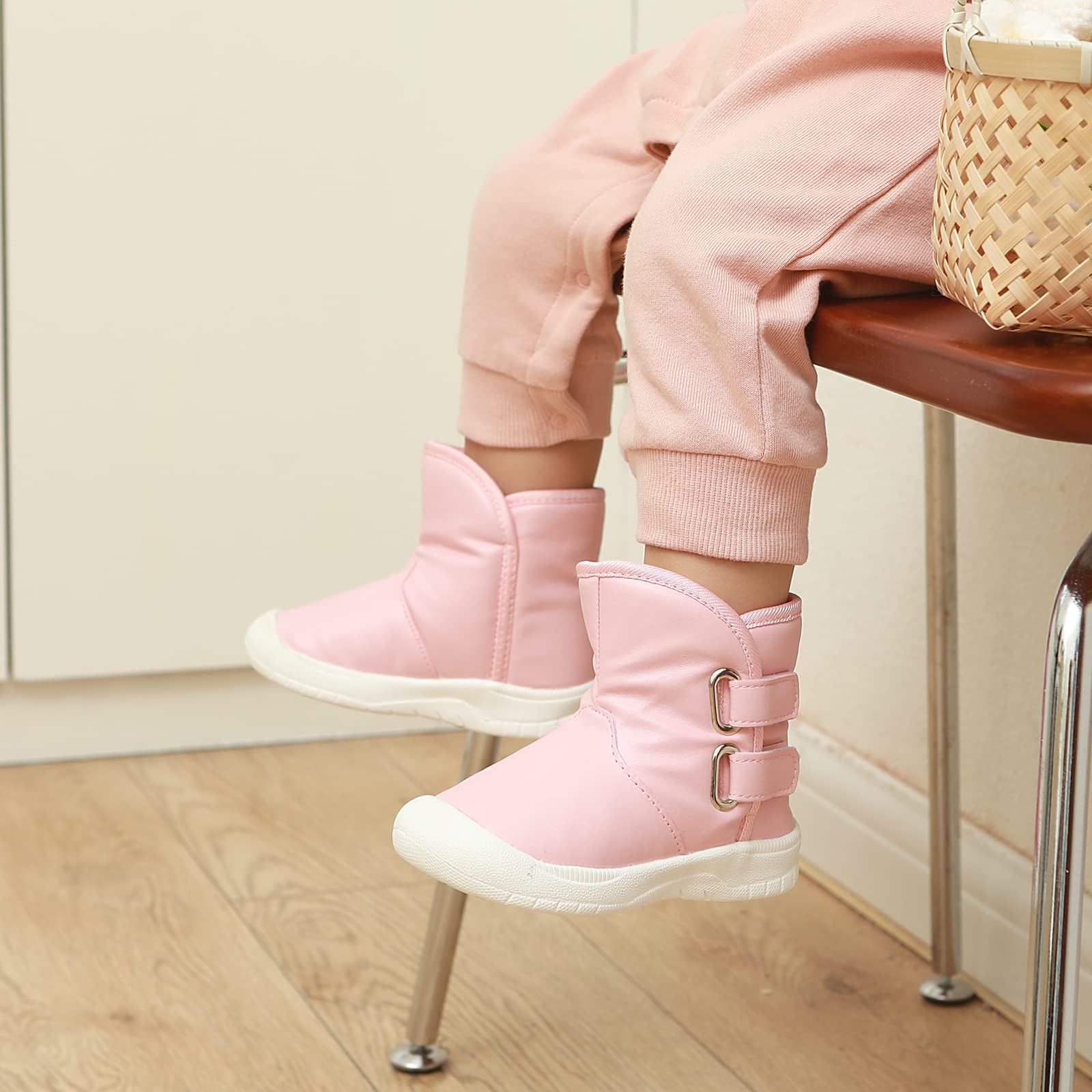 LACOFIA Bottes de Neige d'hiver imperméables en Caoutchouc antidérapant pour bébé Filles et garçons