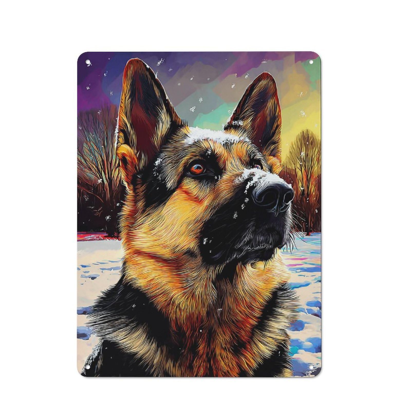 Junmoney Winter Wonder Dog Portrait Character Metal Wall Decor 40X30cm, Vintage Metal Sign For Home, Shop, Pub Or Studio Wall