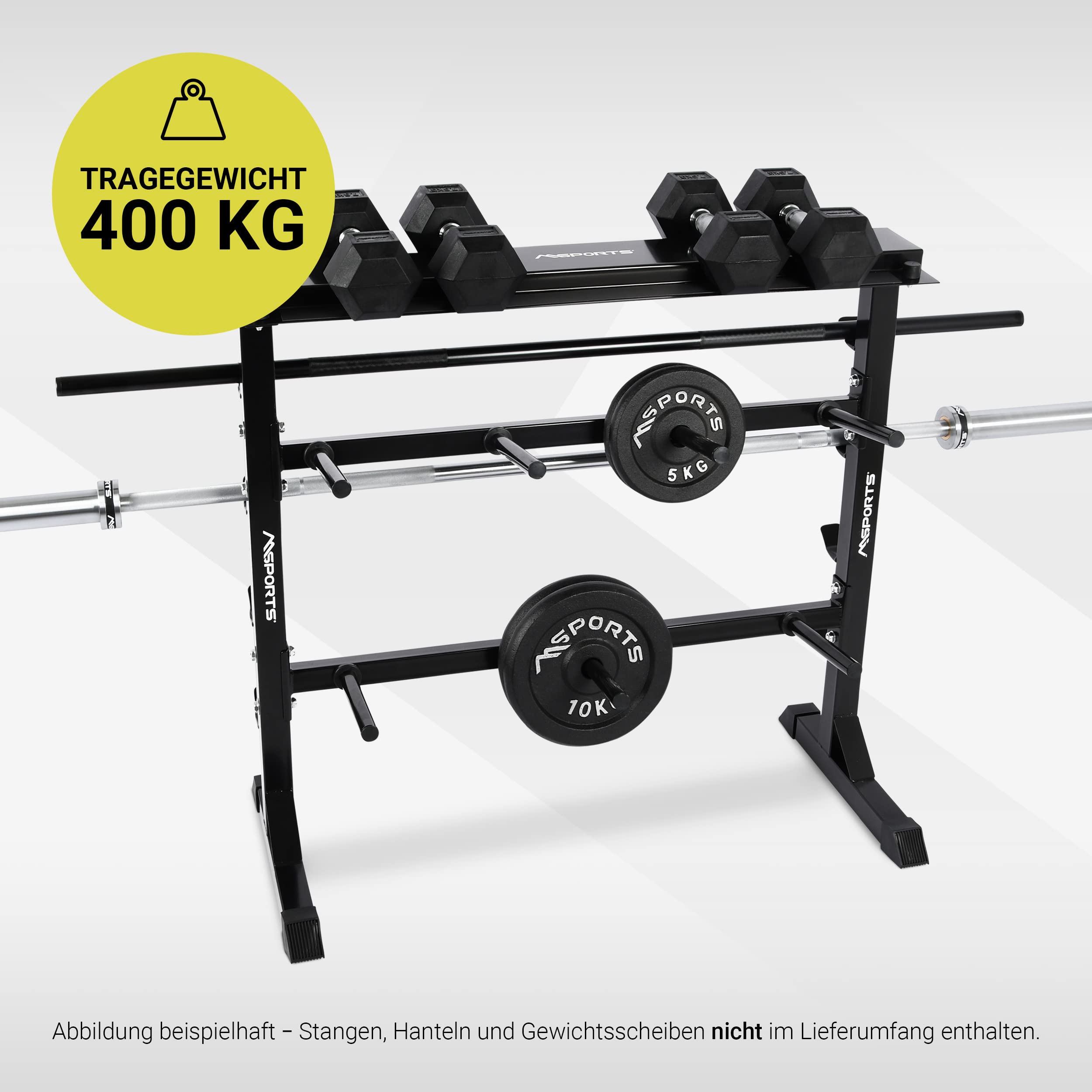 MSPORTS Hantelablage Premium Hantelständer Kurzhantelablage aus Stahl bis 400 kg belastbar - Langhantelablage Langhantelständer Gewichteständer