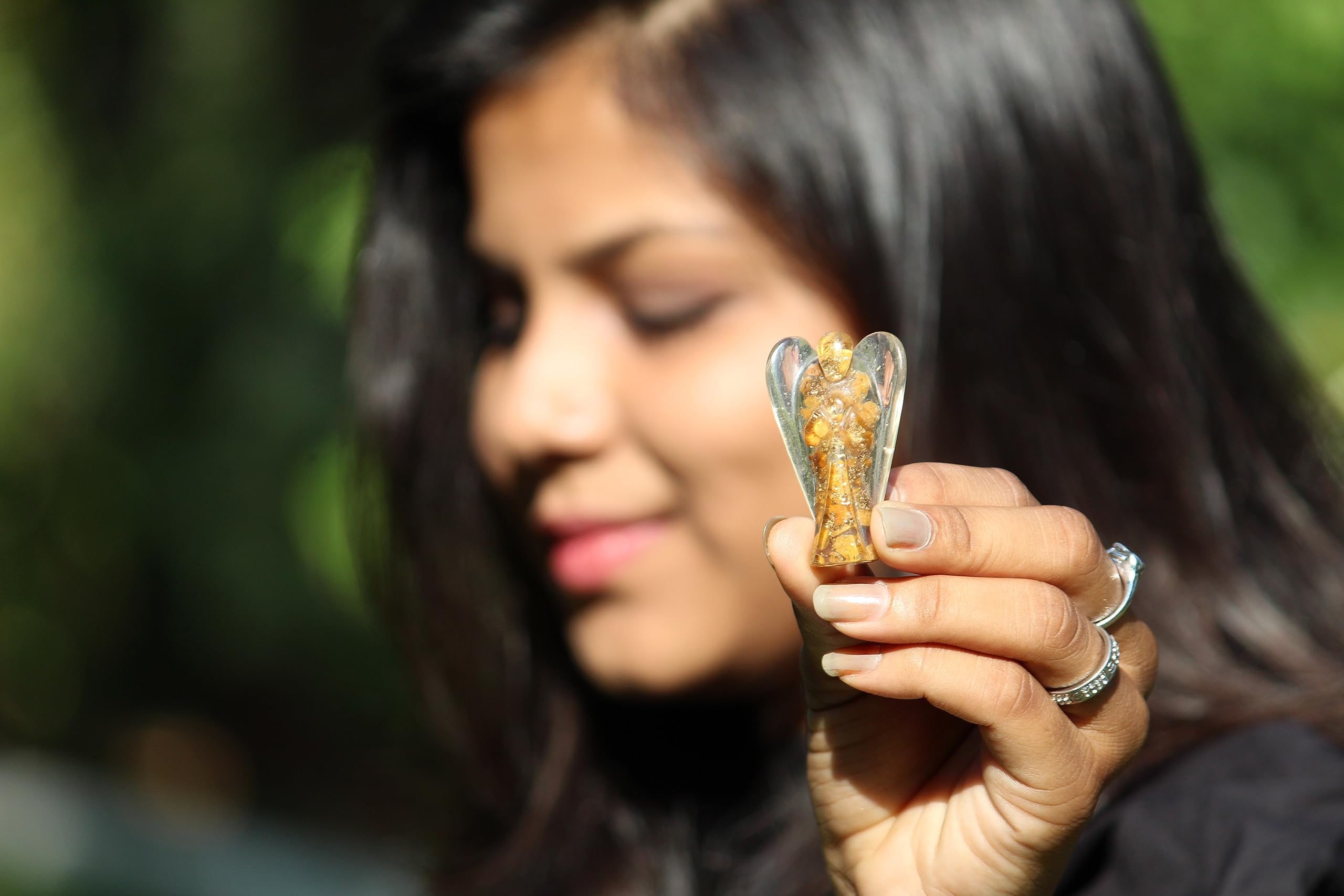 Yellow Jade Orgone Angel - Prosperity & Positivity Crystal Guardian - Handmade Reiki Healing Angel for Confidence Wisdom & Good Fortune - Image 2