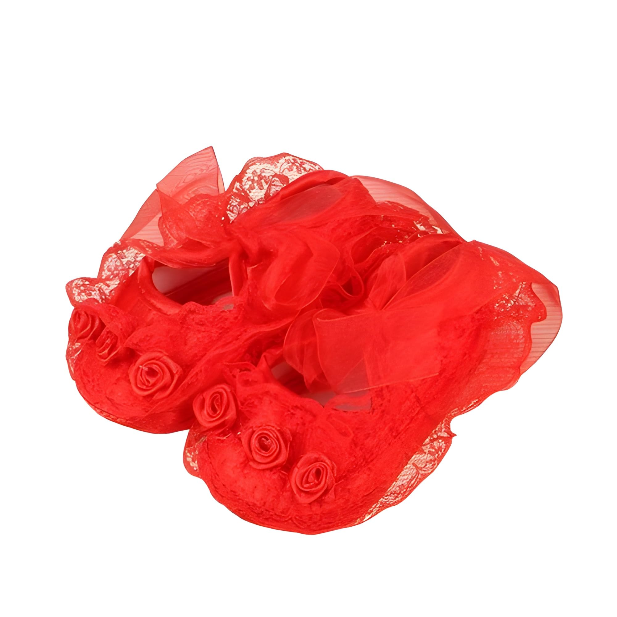 skyhighcompany Premium Elegant Baby Lace Booties with Rose Embellishments Soft Fabric Crib Shoes for Newborns (SH-FB,RED) Pack of 1 (0 to 8 month)-picture-55