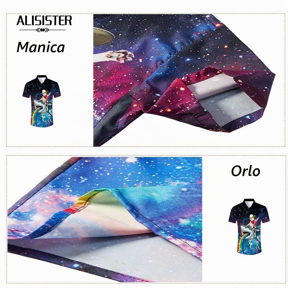 ALISISTER Camicia Hawaiana Uomo Funky Estate 3D Stampa Maniche Corte Abbottonata Camicia Uomo Slim Fit M-XXL