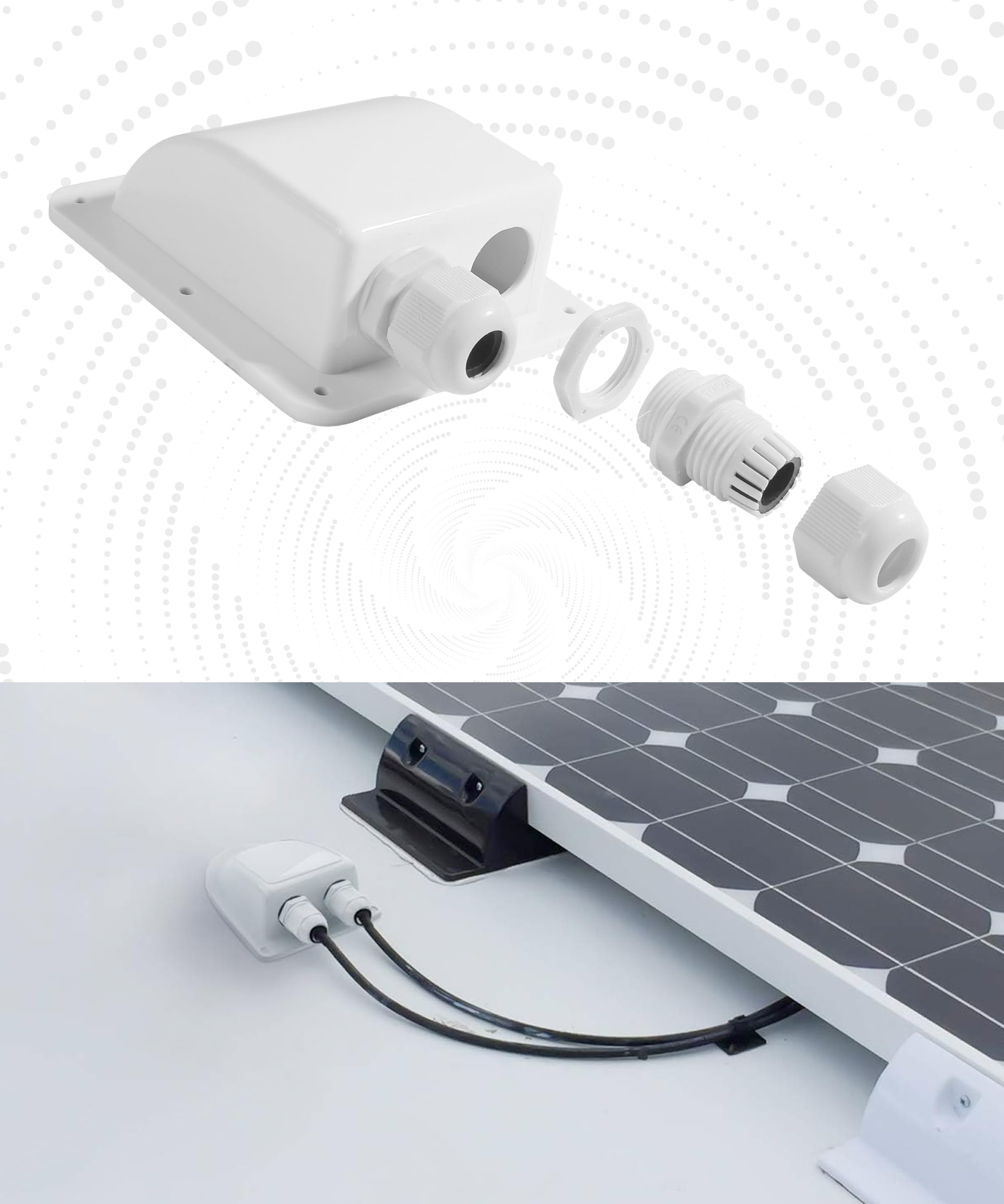 Flaconi Caja de Acceso a Cables Solares para Vehículos Recreativos,Prensaestopas Doble Entrada de Cables,Pasacables de Techo Pasacables de Entrada de Cable Doble,para Autocaravanas,Caravanas (Blanco)