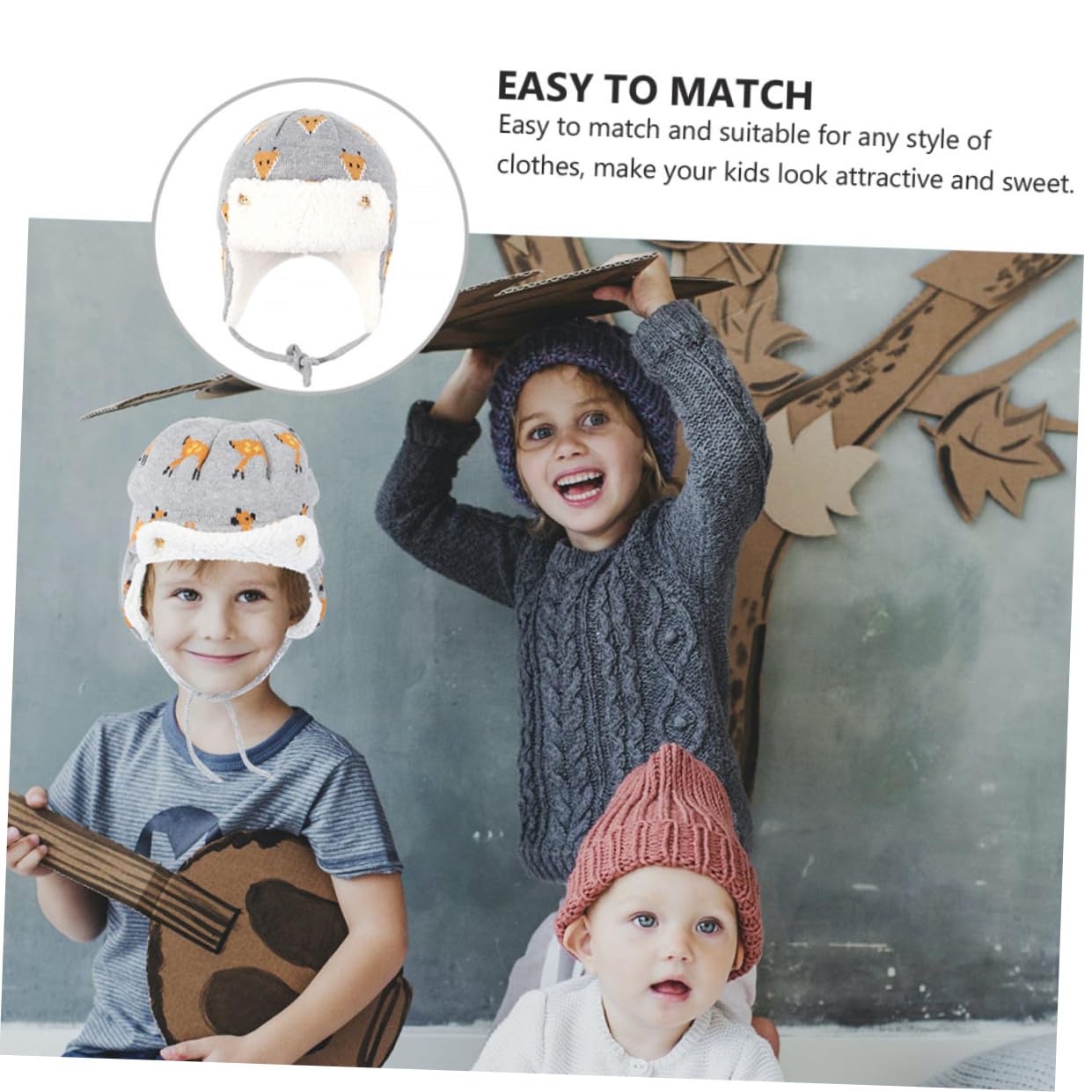 CALLARON Bonnet de Ski Bonnet Hiver Casquette Chaude Bonnet Bebe Bonnet Enfants Bonnet tête de Mort en Tricot Enfant Hiver Chapeau Bonnet Coton Enfant Casquette de Ski d'hiver Grey