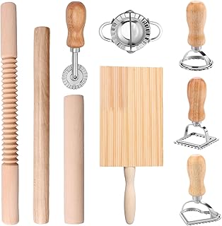 Lot de 9 pièces kit de fabrication de pâtes, kit de fabrication de pâtes efficace avec emporte-pièces pour raviolis, rouleaux à pâtes, planche à gnocchis, coupe-pâte, machine à boulettes, accessoire