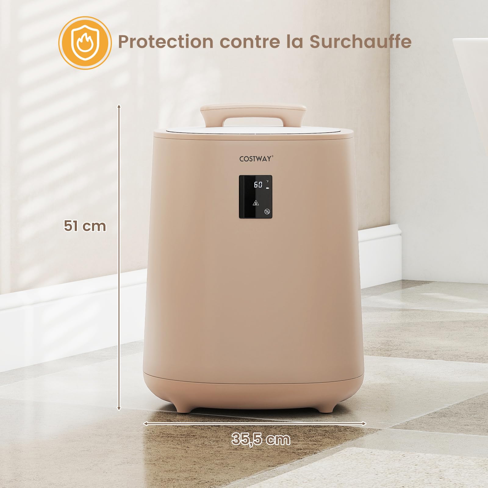 RELAX4LIFE Chauffe-Serviettes Esthetique 18L avec Température Réglable, Affichage LED, Minuterie, Support de Disque Parfumé, Arrêt Automatique,Verrouillage pour Salle de Bain Spa (Blanc, 18L|style2)