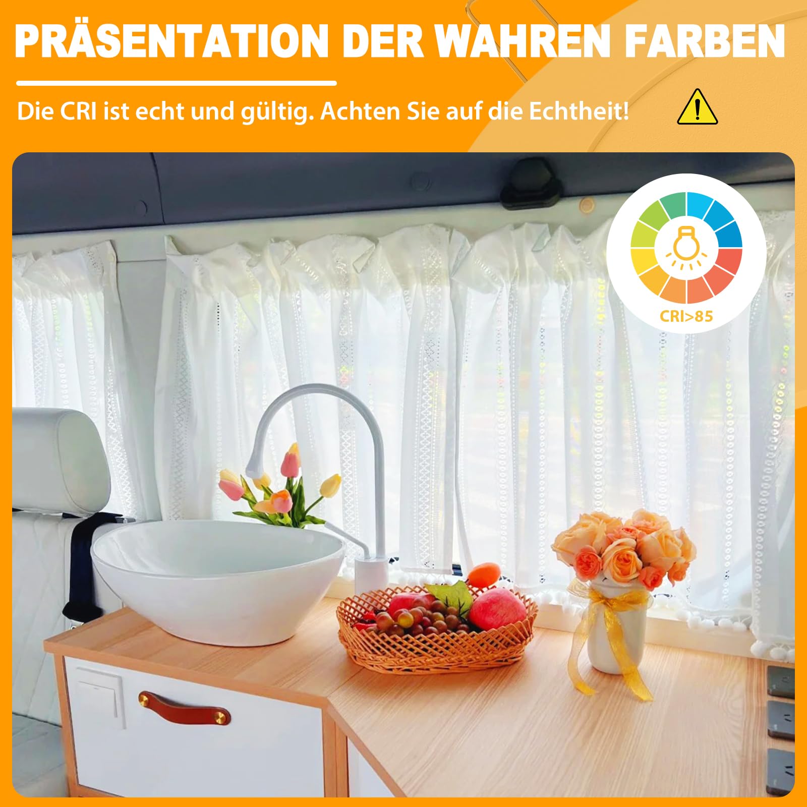 Dream lighting LED Einbaustrahler 12v 3W 75MM Lochmass Warmweiß 3000K 12 Volt LED Spot für Wohnmobil Wohnwagen Camper Van Einbauspots aus Weiß Aluguss IP44 6er Set