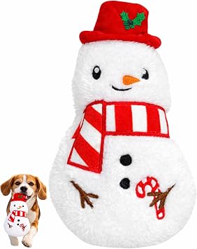 Plush Dog Toy with Squeaker Snowman | Soft Squeaky Dog Toy for Puppies, Small and Medium Dogs | Machine Washable