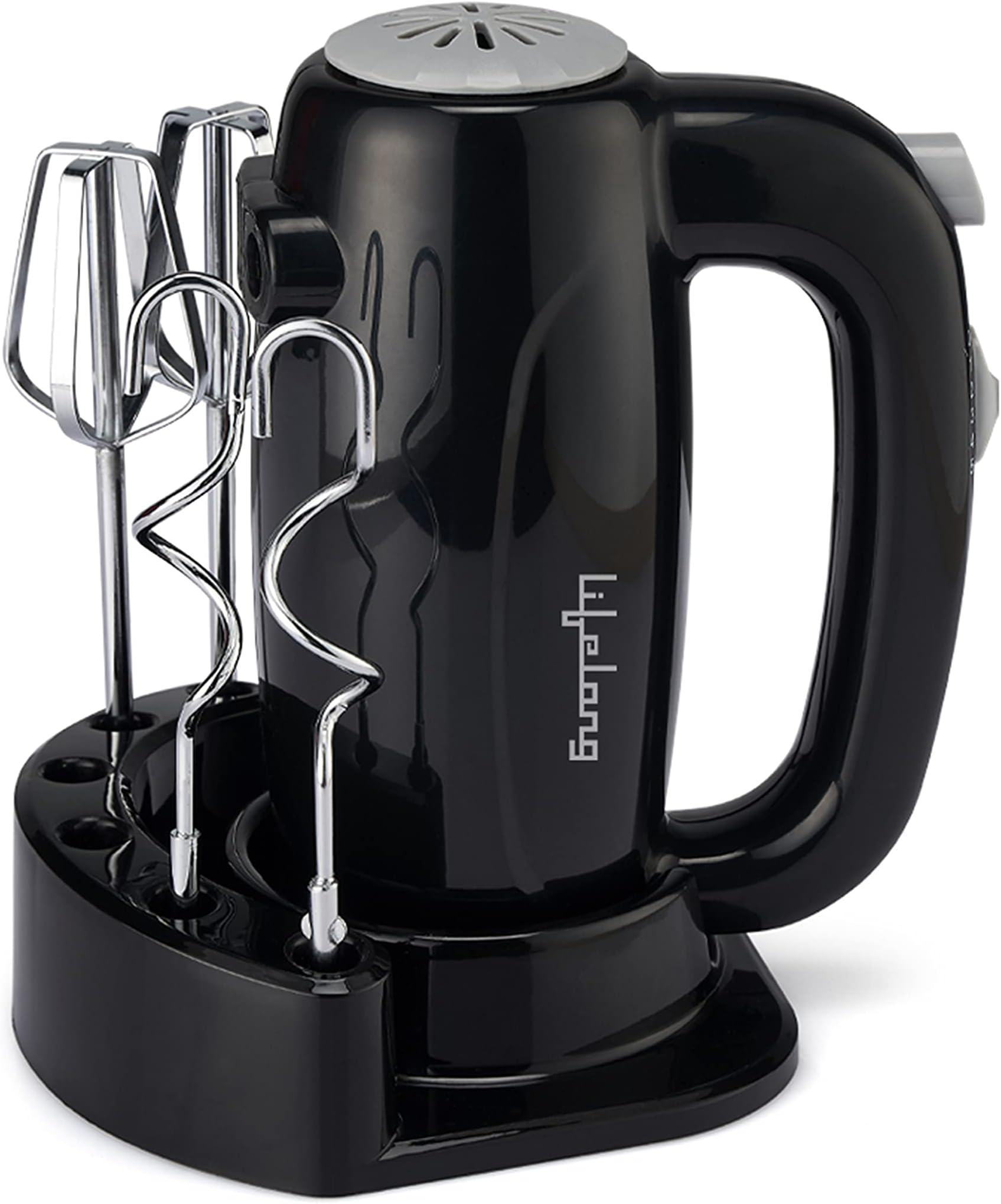 LifelongLifelong LLHM02 300 W Regalia Plus Hand Mixer with Stand for Mixing Cake Batter and Atta | 2 Dough Steel Hooks, 2 Whiskers/Beaters (1 Year Warranty, Black)