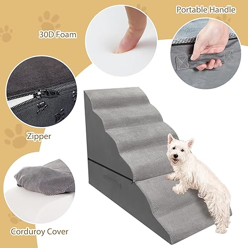 Miniatura 9 de LitaiL Escaleras y escalones de espuma para perros de 24.4 pulgadas, escaleras para mascotas para cama alta de hasta 28 pulgadas, escaleras de rampa