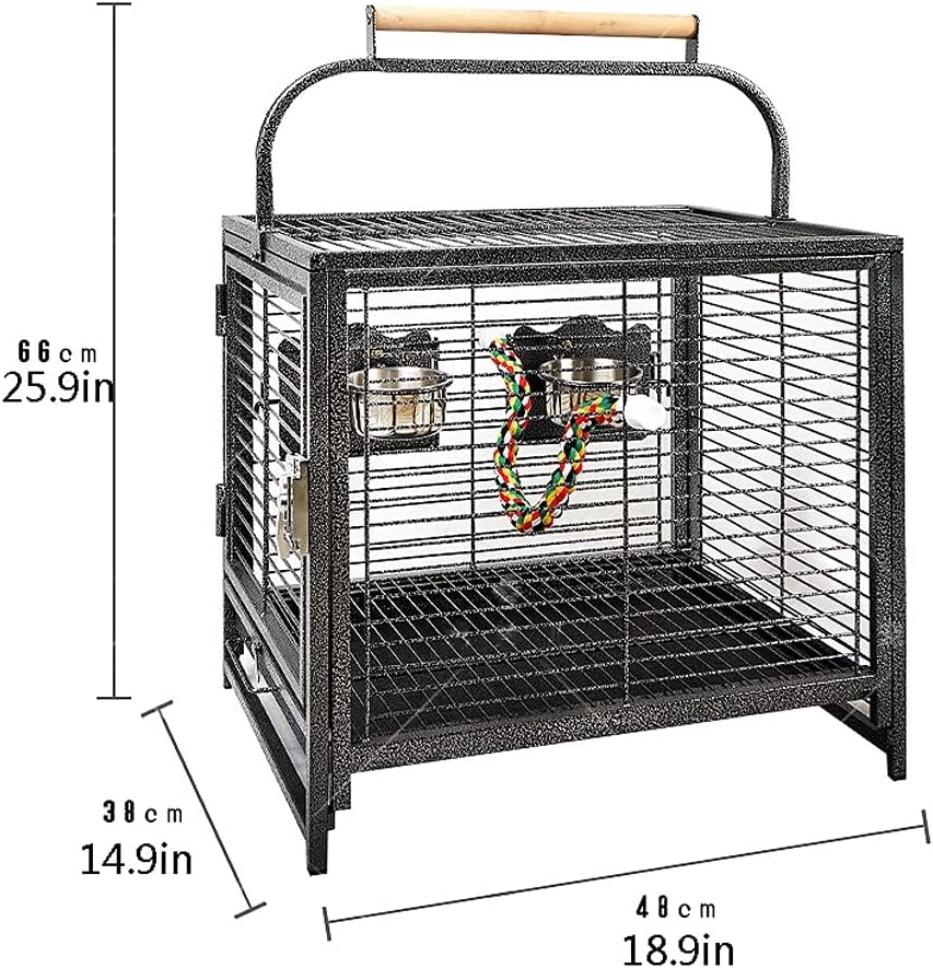 Bird Cage Pet Boarding Cage Parrot Bird Cage Travel Cage Gray Parrot Portable Cage Car Pet Outdoor Cage Parrot Canary Birdcages (Color : Black) image 2