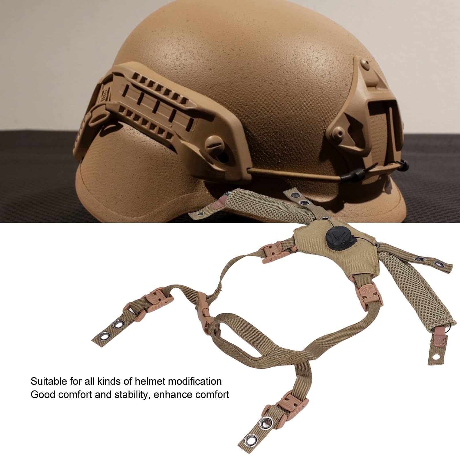 SPYMINNPOO Adjustable Helmet Dial Suspension System, Helmet Accessory Retention System Chin Strap for Fast, MICH, Wendy Helmets (Mud Color)