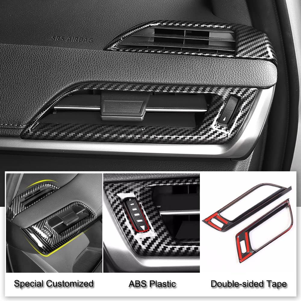 XITER 4pcs ABS Cabon Fiber Style Front Upper & Front Side Air Condition Vent Outlet Cover Trims for Toyota Sienna 2021 2022 2023 2024 2025 2026 Interior Accessories