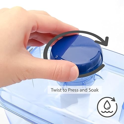 Miniatura 7 de Tsukemono - Contenedor rectangular para hacer pepinillos instantáneos, fabricado en Japón, sin BPA (azul, 2.2 litros)