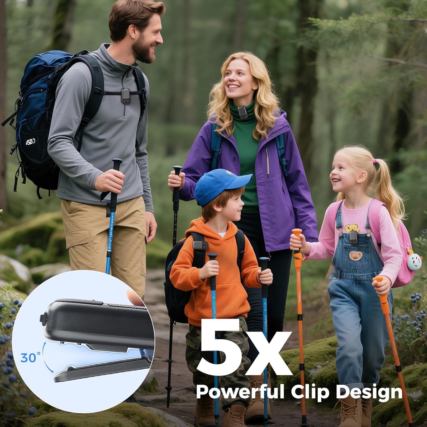 SUPERONE 2 Pack Wearable Bluetooth Speaker with Walkie Talkie funtion, IPX7 Waterproof Clip-on Portable Speaker, TWS Pairing Portable Speaker for Hands-Free Music/Calls for Work/Cycling/Running/Hiking image 8 of 9 B0F62G9PLN