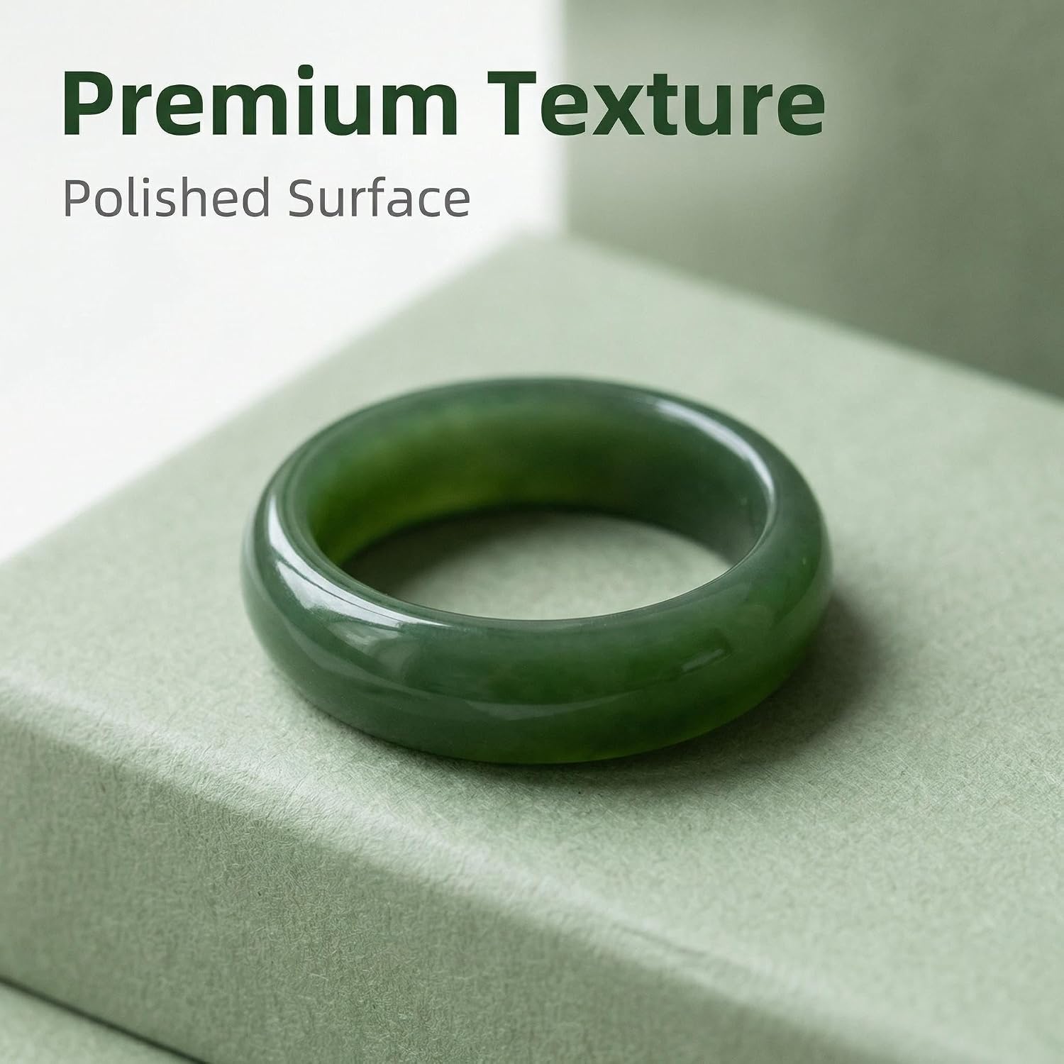 Natural Hotan Jade Ring, Genuine Green White Nephrite, Green with Relief-carved Ring, Stacking Band for Women and Men, Feng Shui Spiritual Gift