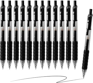 AIHAO Gel Pens 12 Pack, Black Ink, Retractable Medium Point 0.7mm, Smudge-Resistant, Smooth Writing Pens for Journaling, Note-Taking, School & Office Supplies
