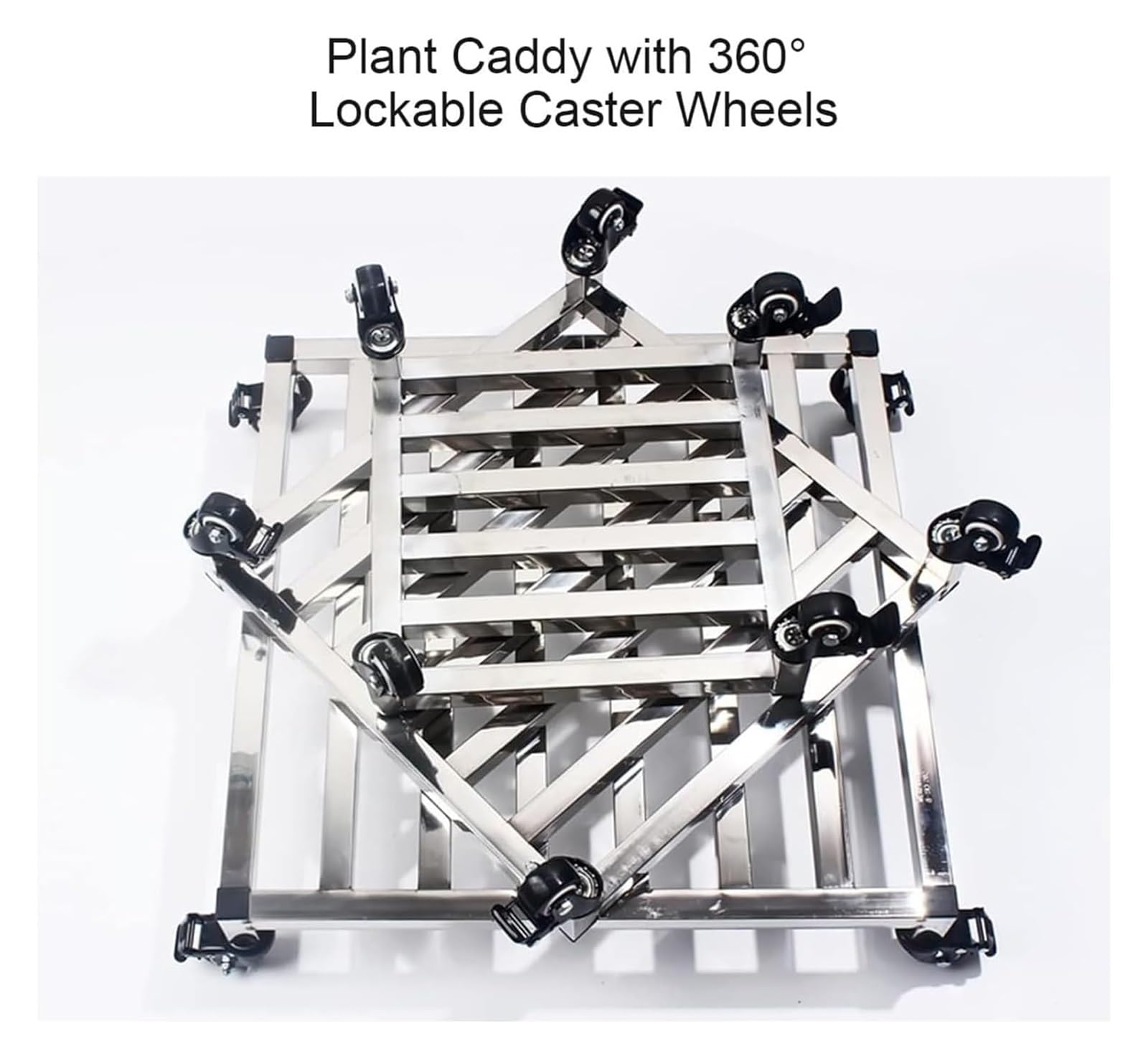 Pflanzenroller Mit feststellbaren Lenkrollen, Topfpflanzenständer, Pflanzenwagen auf Rädern, for drinnen und draußen, robuster Blumentopf-Caddy(50cm(20in))