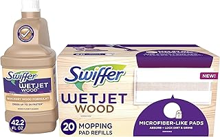 Swiffer WetJet Wood Refill Bundle for WetJet Wood Spray Mop (1 Solution Refill, 20 Mopping Pads)