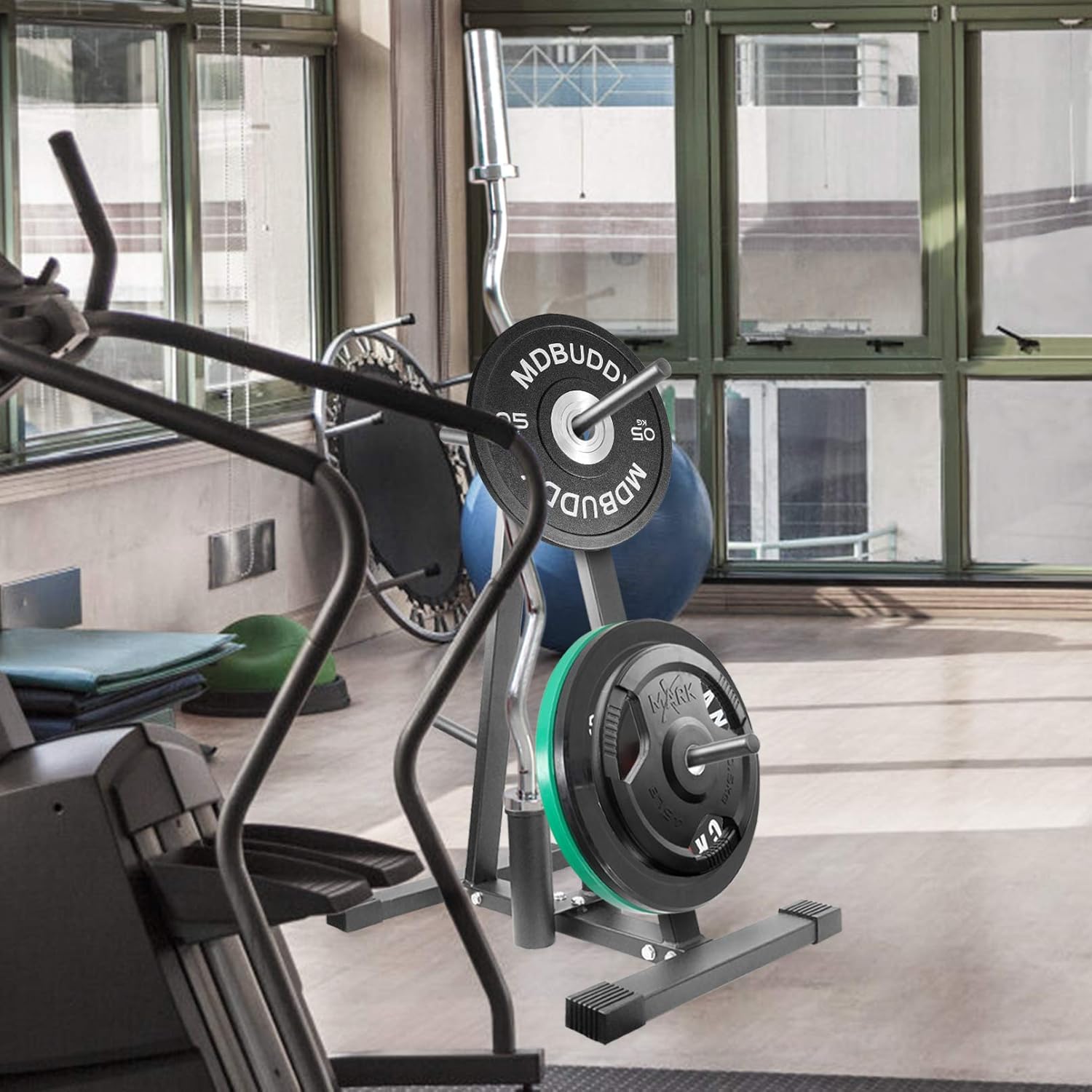 Luwint Plate Tree, 1 in Weight Plate Storage Rack with 2 Olympic Bar Holders for Home Gym : Sports & Outdoors