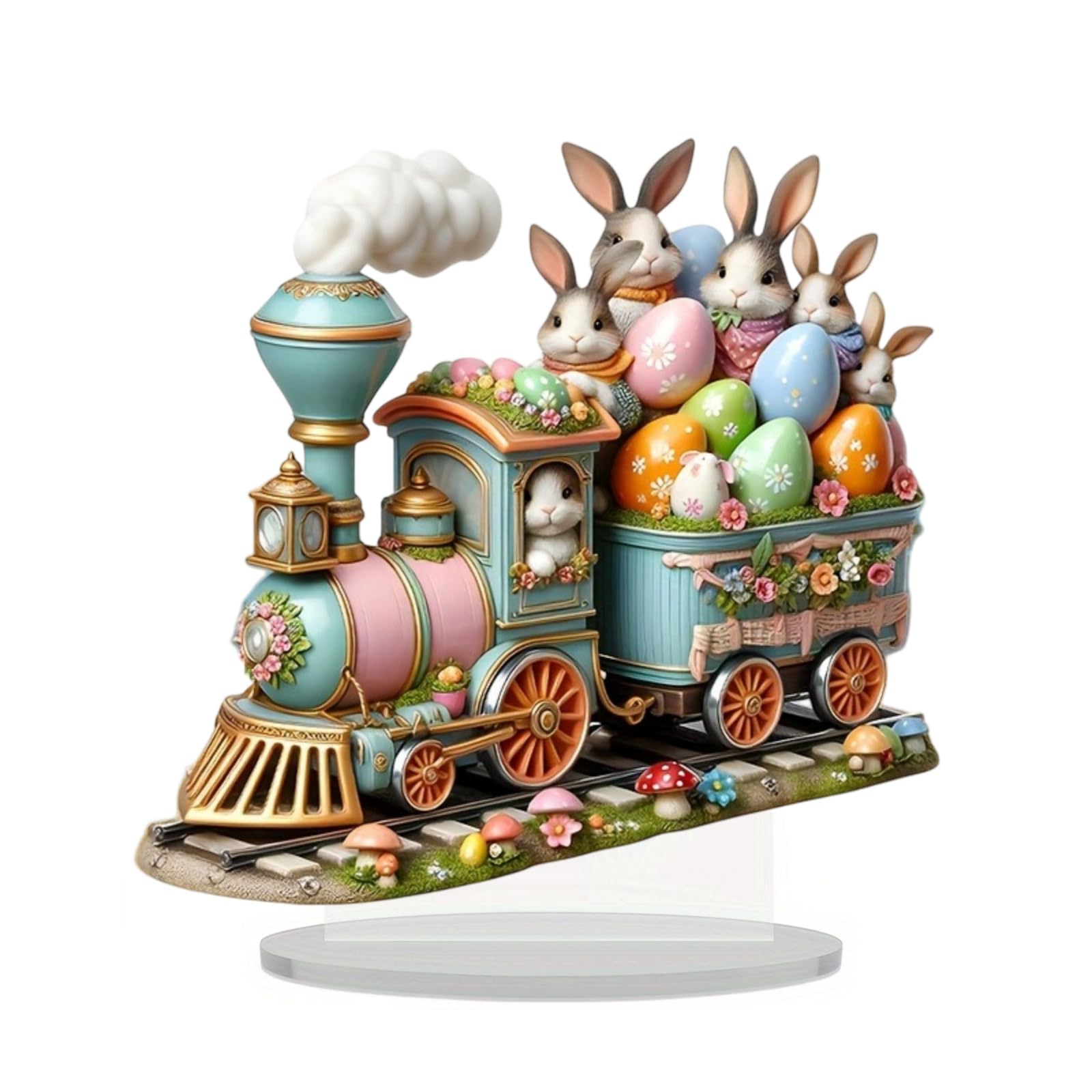 Msioytog Easters Bunnies Rabbits Figurines Acrylic Easters Bunnies Ornament for Home Garden Decorations Rabbits Statue Figurines Eggs Statue