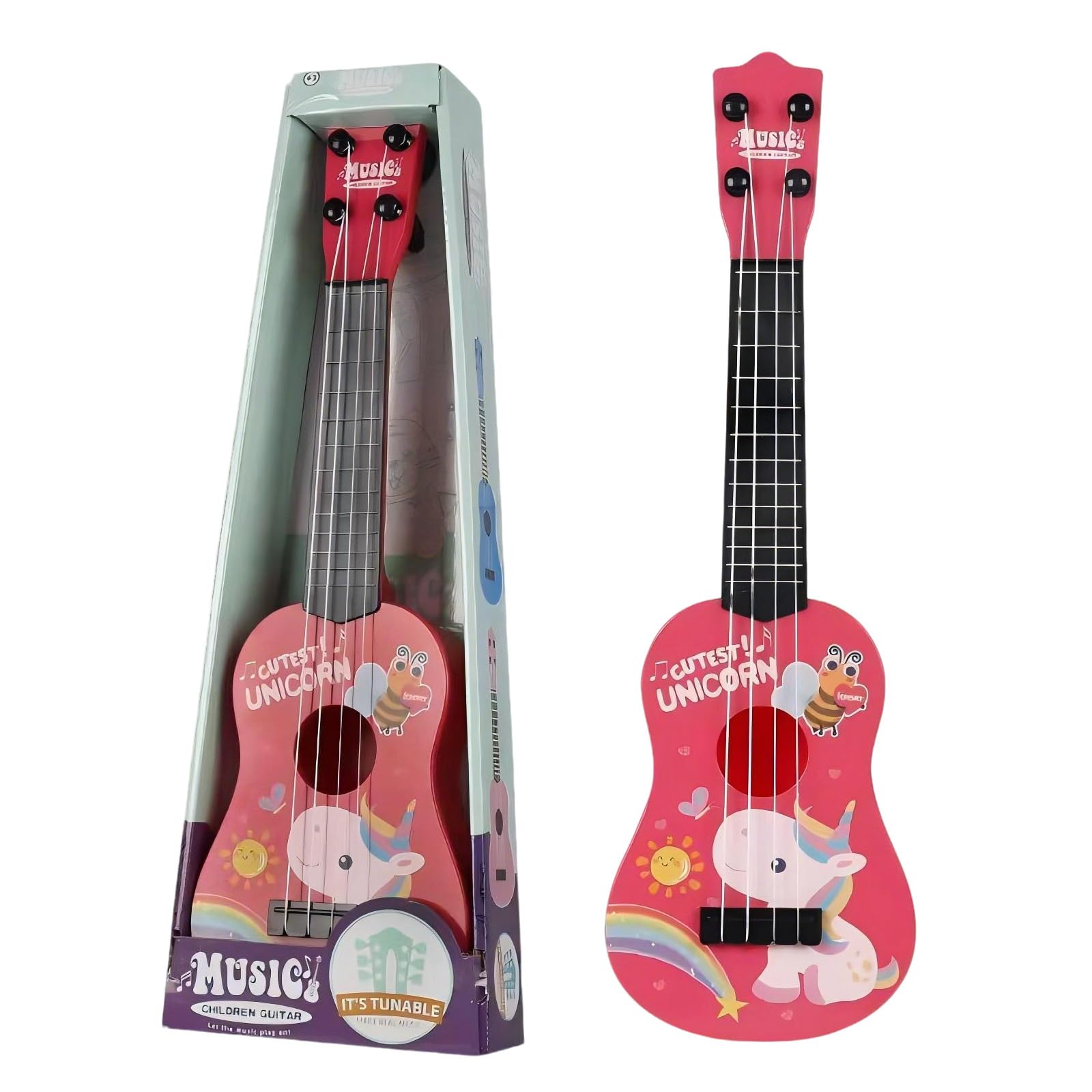 Juguete de Guitarra Ukelele para Niños, 41cm Juguete Musical de Guitarra Instrumentos con 4 Cuerdas Ajustables, Juguetes Educativos de Aprendizaje Musical para Niños y Niñas Principiantes (Azul) — view 8