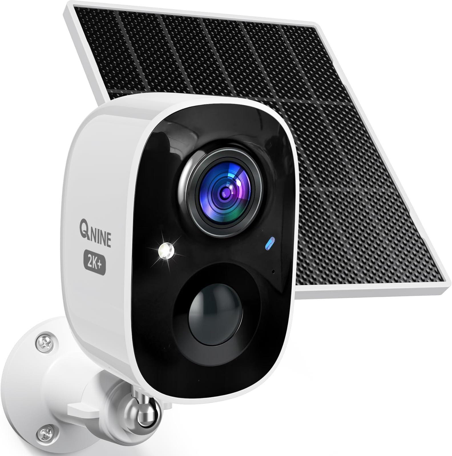 QNINE Solar Security Camera Wireless Outdoor, 3MP/2.5K Resolution Battery Powered 2.4GHz WiFi Camera with 2-Way Audio, PIR Motion Detection, IP65 Waterproof, Color Night Vision, TF/Cloud Storage