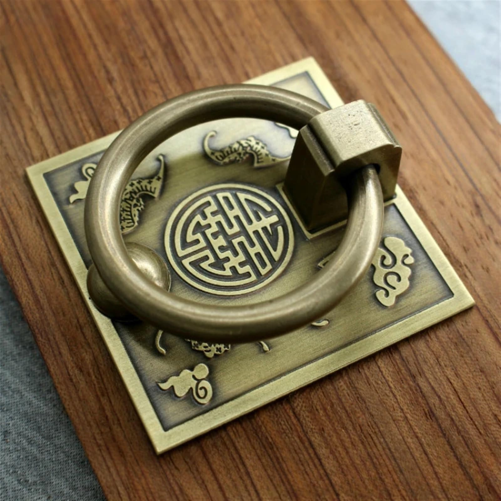 Heurtoir De Porte Heurtoir de porte en laiton, fenêtre, bois, armoire, tiroir, bouton cuivre, décoration la maison(9.5cm bronze knocker)