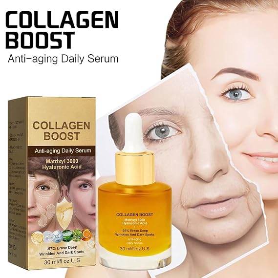 Collagen Boost Anti-Aging Serum, Collagen Peptide Anti-Wrinkle Serum, Collagen Face Serum For Skin Tightening Helps Lift, Plump, Firm Sagging Skin, Serums For Skin Care, Anti Wrinkle Boost