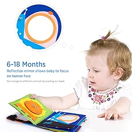 beiens Soft Baby Books - High Contrast Black & White Touch & Feel Crinkle Cloth Books for Infants & Toddlers, Early Educational Stimulation Toys, Baby Girl & Boy Gift, Animal