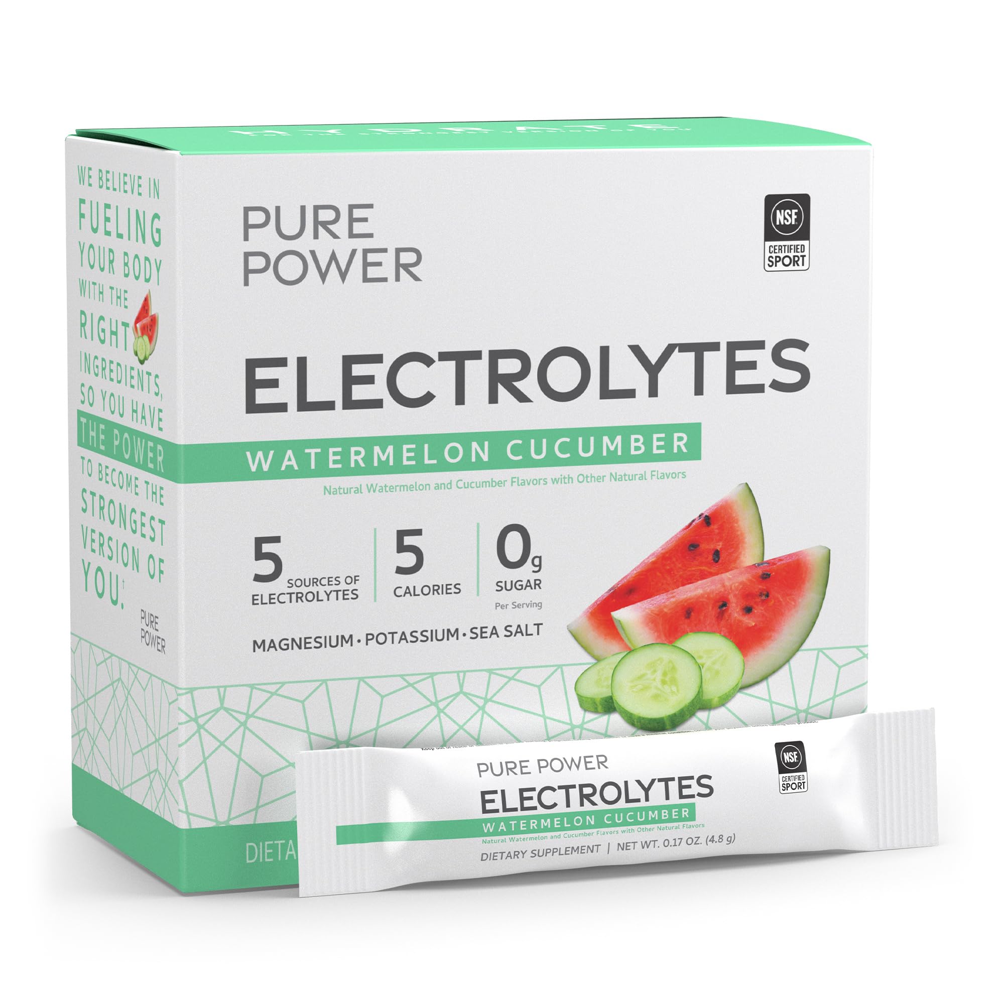 Dr. Mercola Pure Power Electrolytes, Watermelon Cucumber, 30 Packets Watermelon Cucumber 5.13 Ounce (Pack of 1)