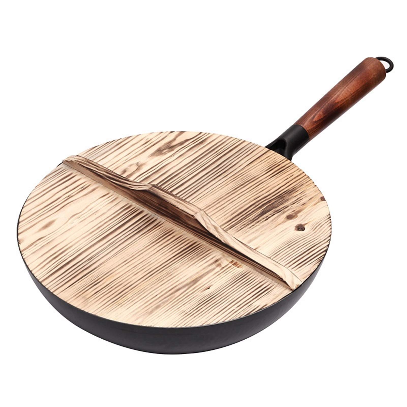 Eisen-Wok-Pfanne aus Gusseisen, nicht beschichteter Topf, allgemeine Verwendung für Gas- und Induktionsherde, 32 cm, chinesisches Wok-Kochgeschirr, Pfanne, Küchenwerkzeuge (Color : Iron Pot) (Iron P