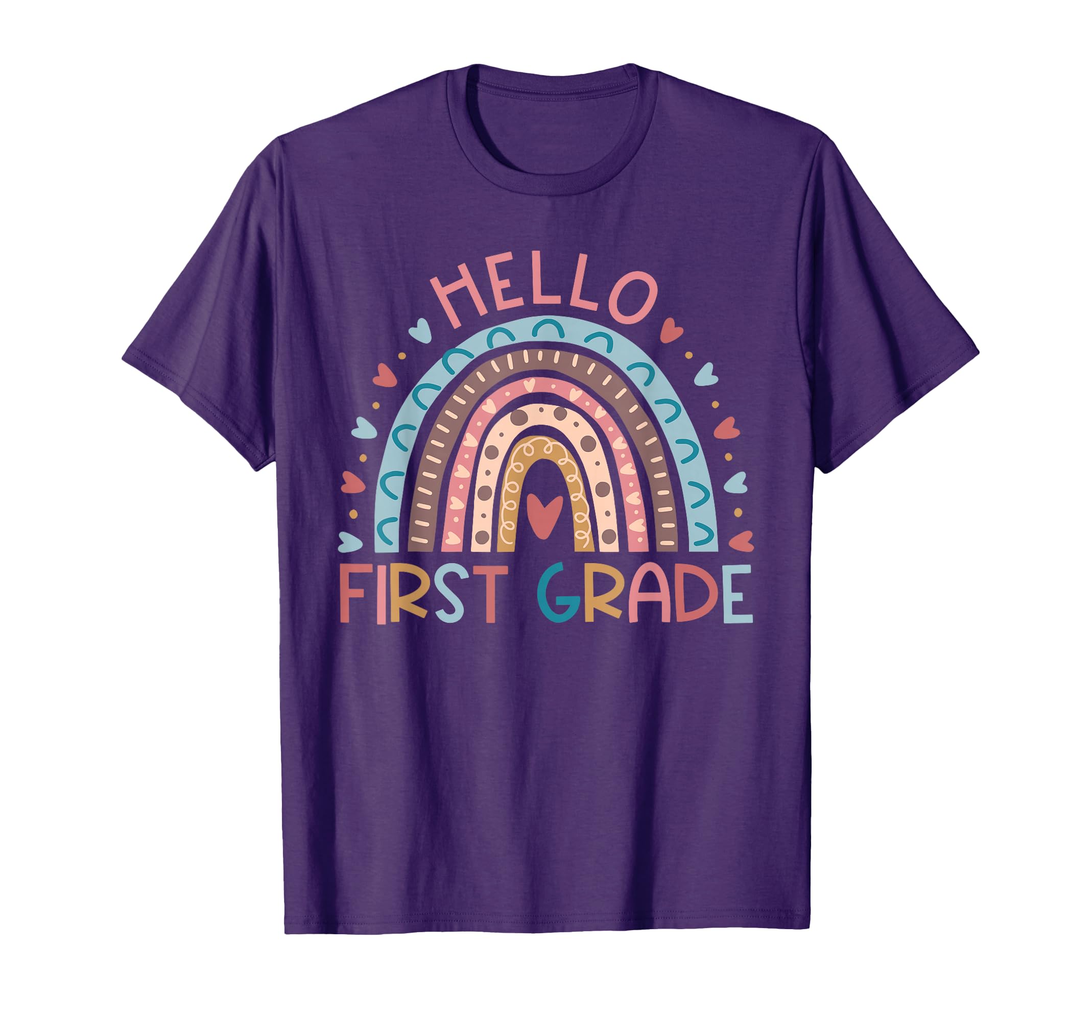 First Day Of School Hello First Grade Teacher Rainbow Kids T-Shirt