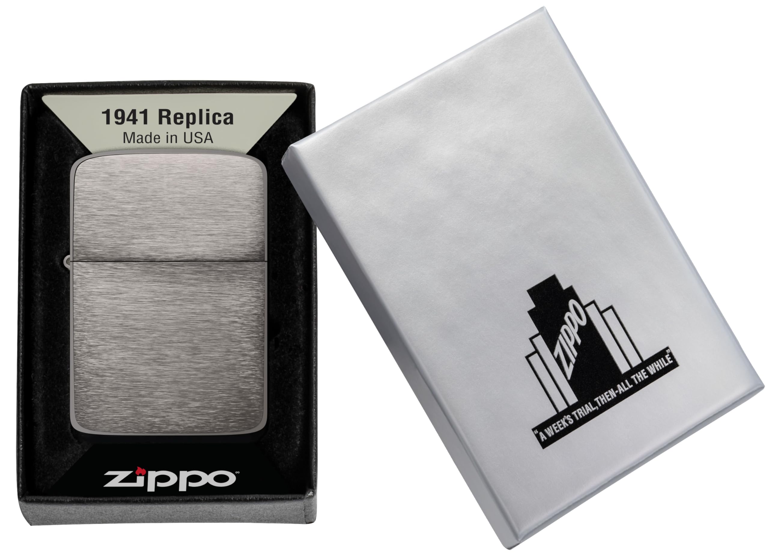 Zippo Zapalniczka Sztormowa, Replika Obudowy, Grafitowa, z 1941 R., z Bocznym Grawerunkiem Płomienia, z Możliwością Napełniania, Ponownego Użytku, Wyprodukowano w USA