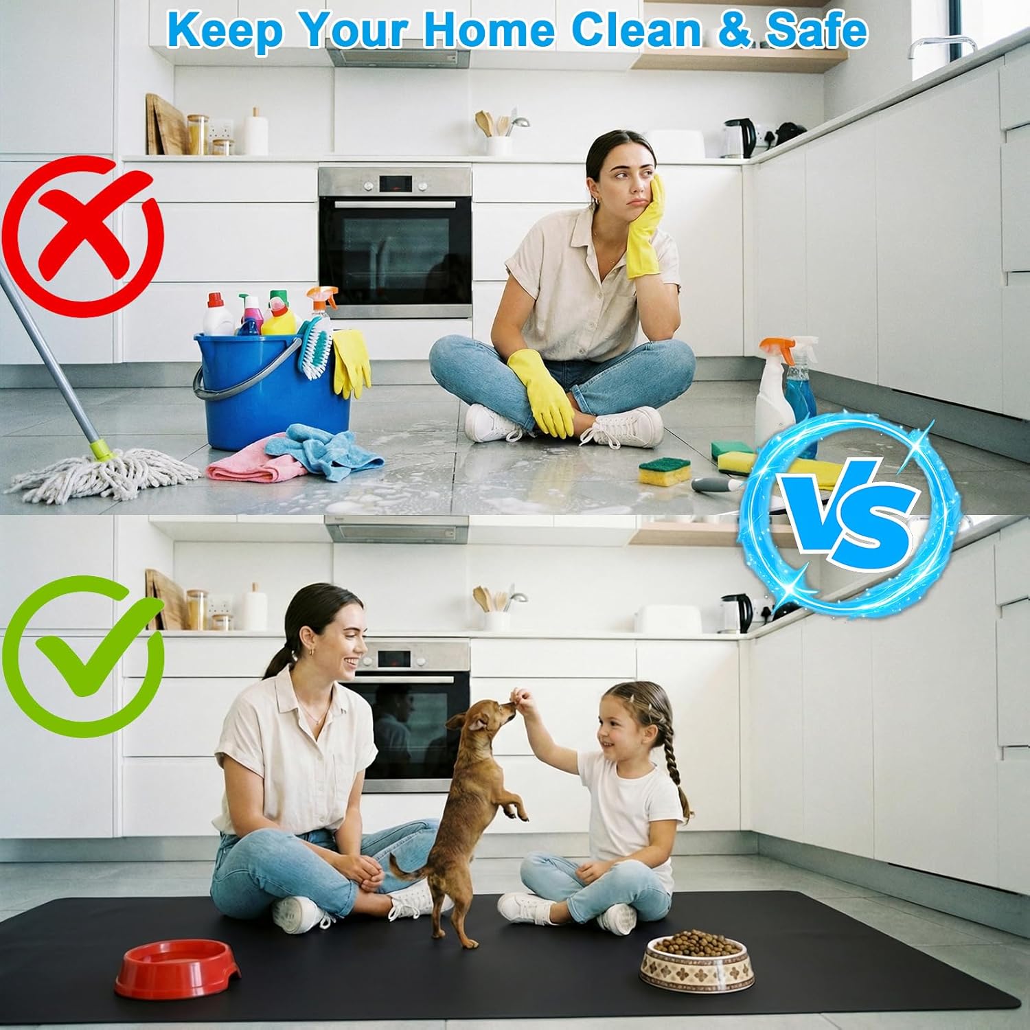 Extra Large Silicone Mats for Kitchen Counter, Heat Resistant Mat, Nonslip Kitchen Countertop Protector Mat, Cuttable Counter Protector Mats for Island Workbench(47.3''x23.6''Black)