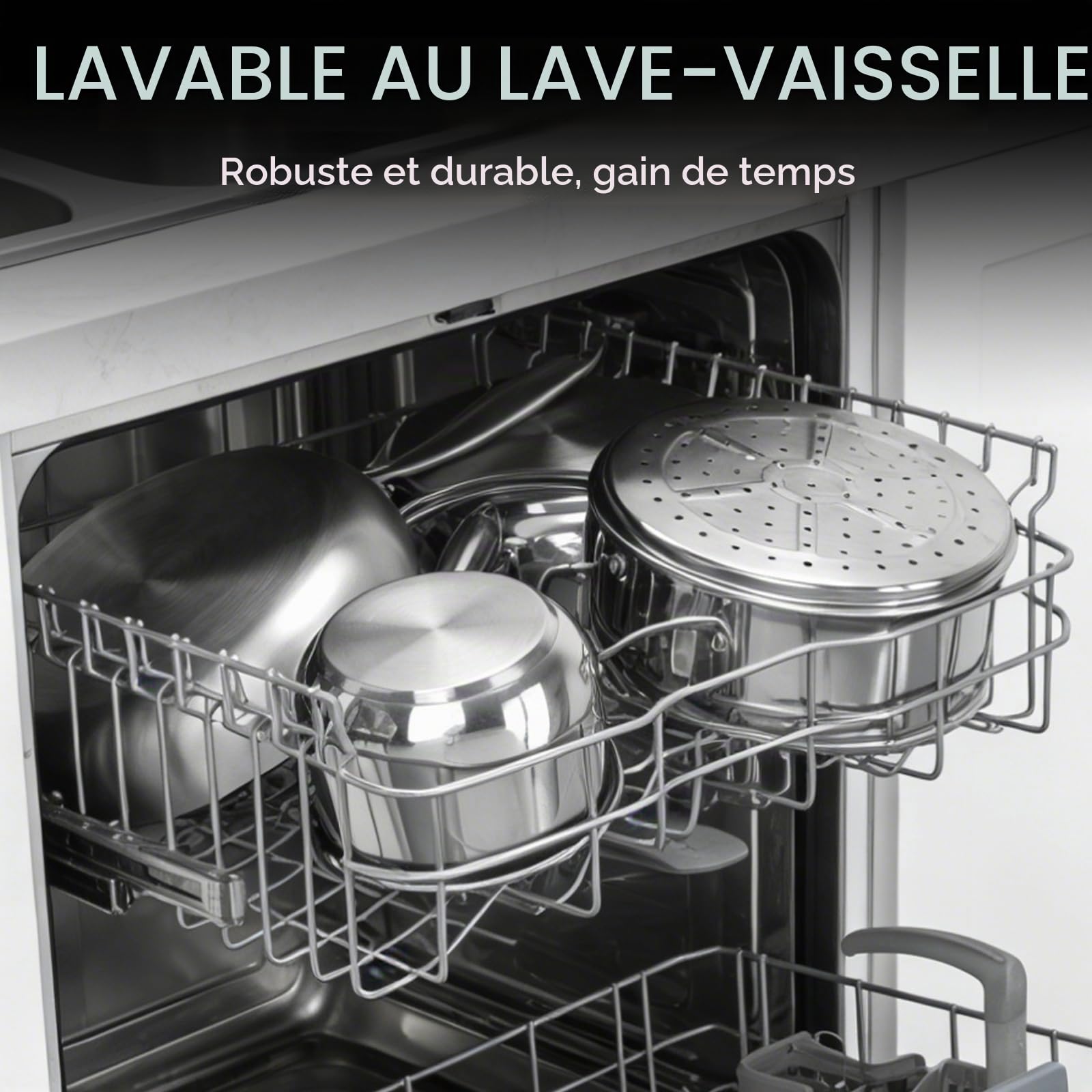 Batterie de Cuisine - 21 pièces Casseroles et Poêles en Acier Inoxydable, Poêle 30 CM, Sauteuse 18 CM, Casseroles 18/20/22/26 CM – Tous feux compatibles