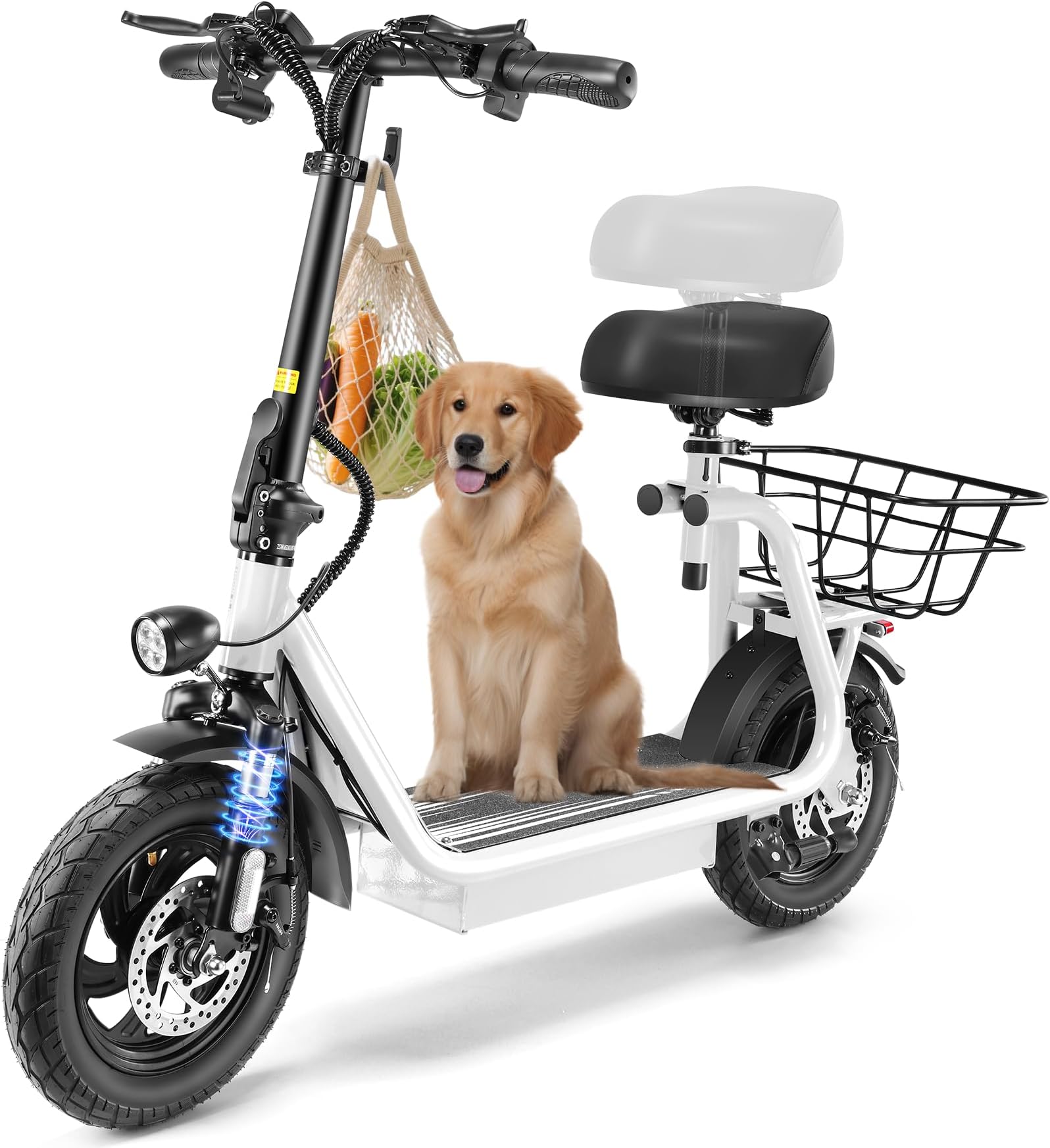 CaromaPeak 1200W Electric Scooter with Seat,LED Display & 3 Speed Modes,30 Miles Max Range,Height Adjustable Seat & Foldable Electric Scooter with Basket,Front Suspension & Storage Hook