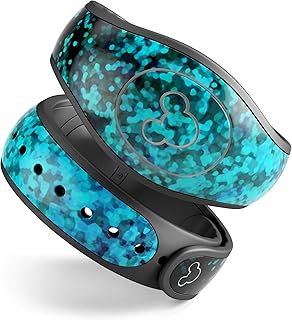 Design Skinz Black and Turquoise Unfocused Sparkle Print Premium Vinyl Decal Wrap Cover for The Disney MagicBand 2 (Fits MagicBand 2 for Disney Parks)