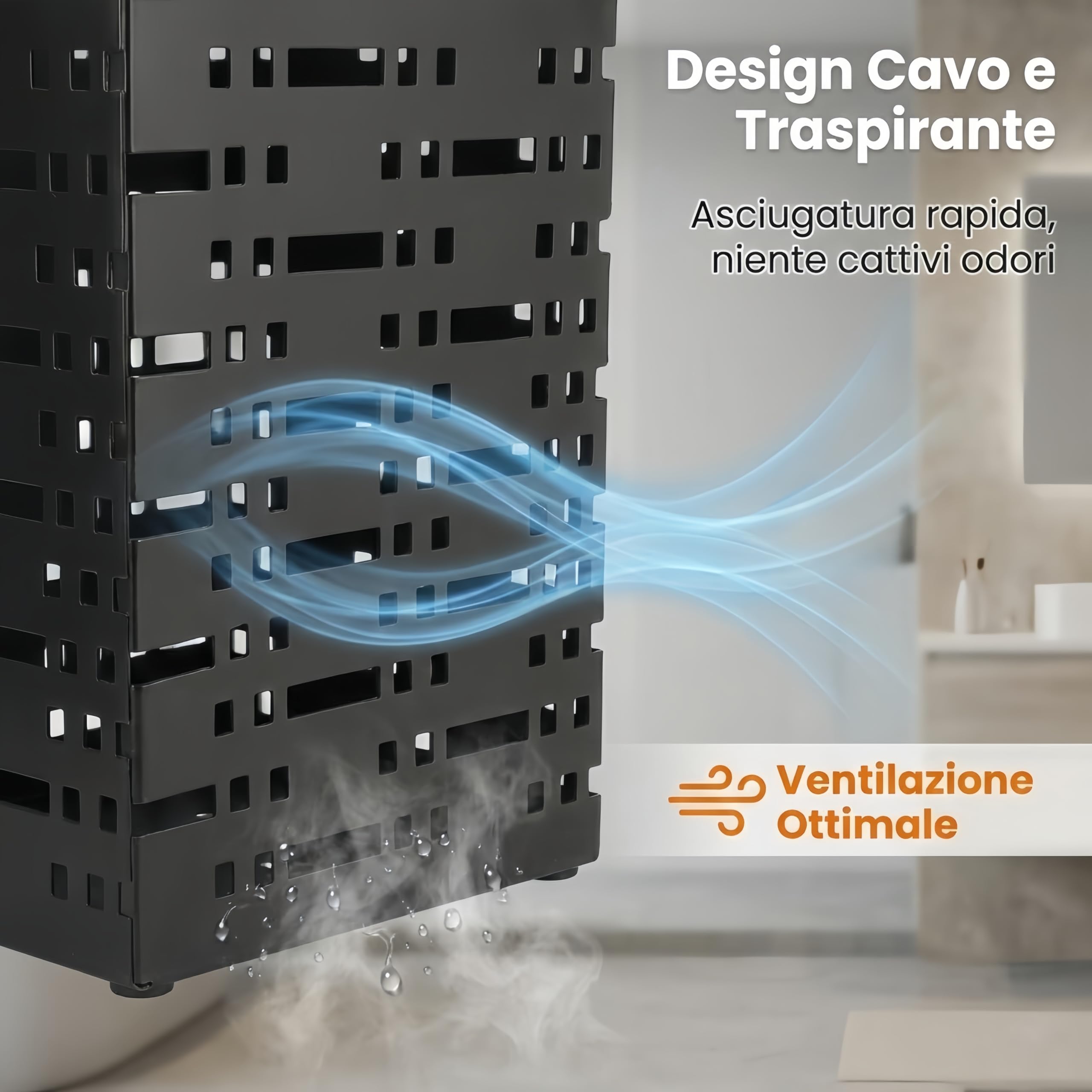 Portaombrelli da ingresso, portaombrelli dal design scavato, compatto e ben ventilato, portaombrelli da terra per case, hotel, uffici o altri luoghi pubblici(42 x 16.5 x 16.5cm)
