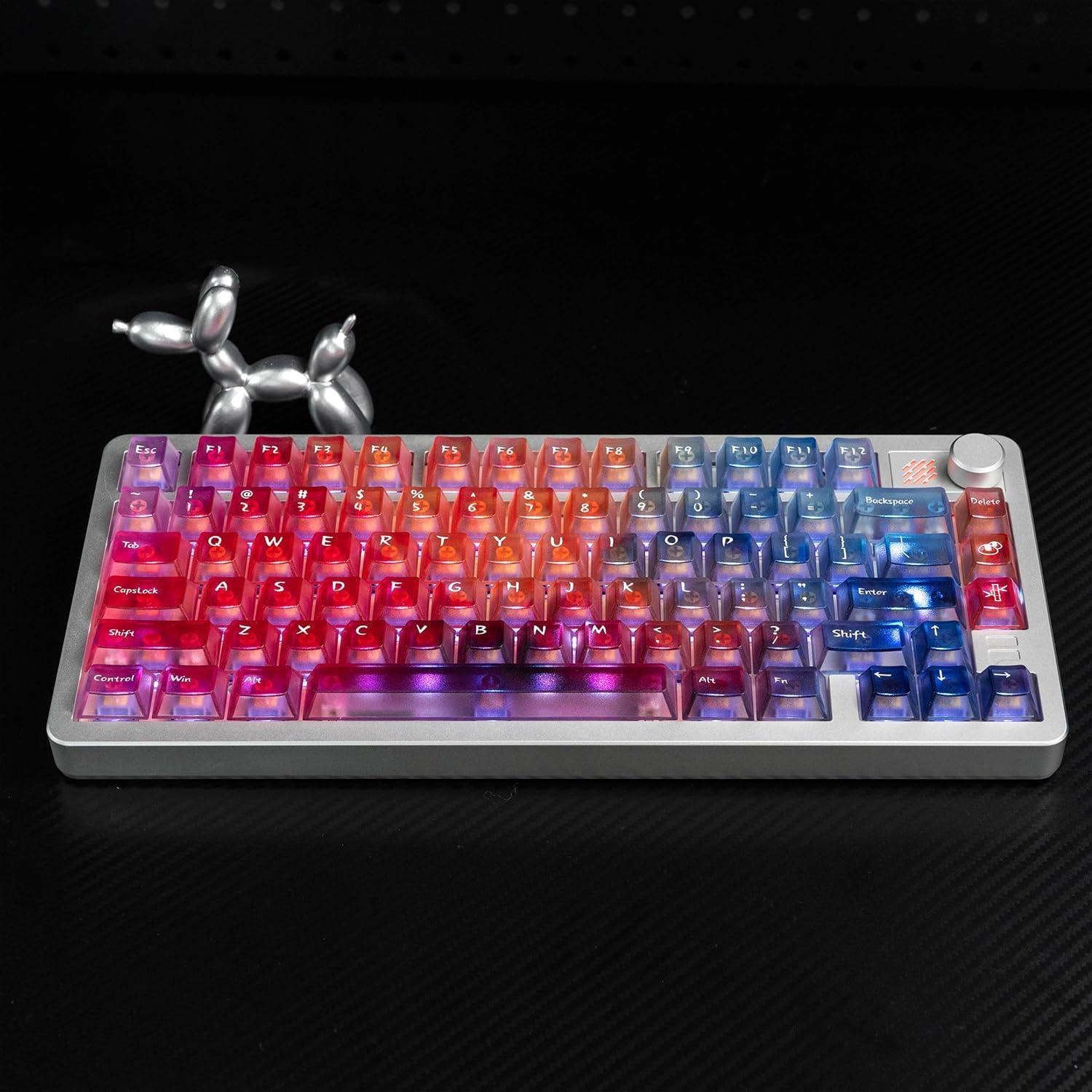 mintcaps Clear Keyboard Keycaps - 128keys Purple Blue Transparent Keycap Shine Through Cherry Profile Key Cap Set for Cherry Gateron MX Mechanical Keyboard