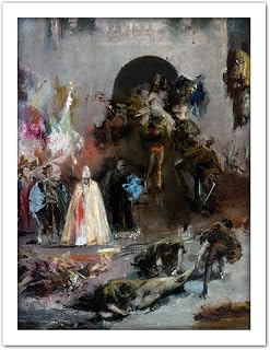 Artery8 Henri Regnault Scene from The Spanish Inquisition Painting Artwork Framed Wall Art Print 18X24 Inch