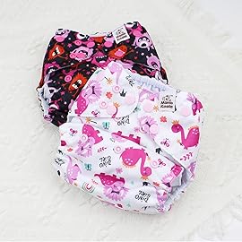 Mama Koala 3.0 Cloth Diapers for Babies with AWJ Lining, 6 Pack with 6 Natural Cloth Diaper Inserts - Reusable and Washable Pocket Diapers (Pink Love)