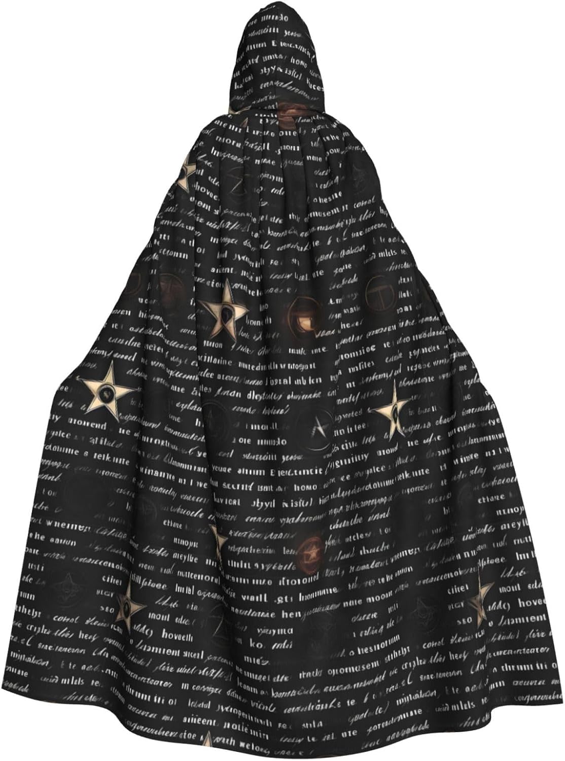 Mysterious Text Men Women Halloween Role Play Party Decoration Hooded Poncho Black