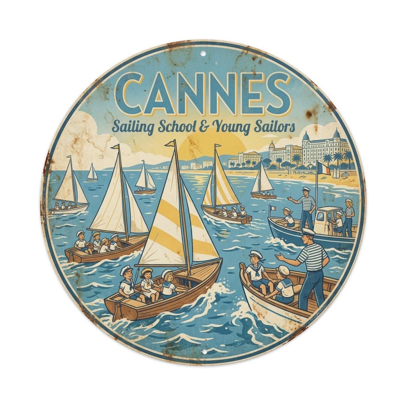 City Travel Sailing School Young Sailors Cannes Riviera Metal Tin Sign