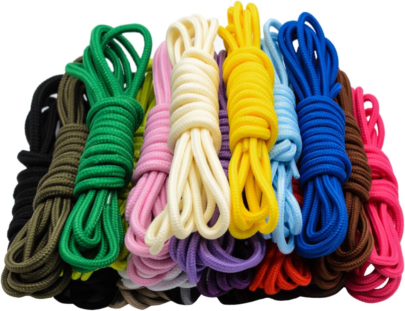 RETON 20 Pairs Round Shoelaces Replacement Assorted Colored 5mm Width Shoe Lace Strings for Sneakers Boots Skateboard Hiking Athletic Sport Shoes
